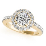 CERTIFIED 18K YELLOW GOLD 1.03 CT G-H/VS-SI1 DIAMOND HALO ENGAGEMENT RING