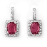 Genuine 3.55 ctw Pink Tourmaline Diamond Earrings 14kt
