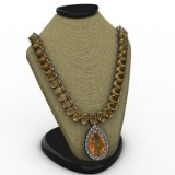 Citrine 52.00 ctw & Diamond Necklace 14kt White or Yell
