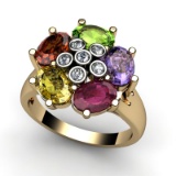 Genuine  2.73 ctw 10k Multi-Color Gemstone Diamond Ring