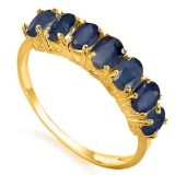 1.5 CTW GENUINE SAPPHIRE 10KT SOLID YELLOW GOLD RING