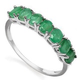 1.1 CTW GENUINE EMERALD 10KT SOLID WHITE GOLD RING