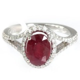 Genuine 3.50  ctw Ruby & Diamond  Ring 18kt Gold-White