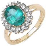 2.45 CTW Genuine Emerald 10K Yellow Gold Ring