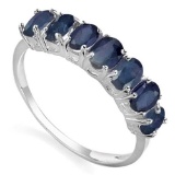 1.5 CTW GENUINE SAPPHIRE 10KT SOLID WHITE GOLD RING