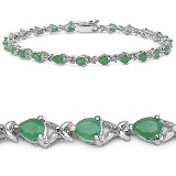 3.60 CTW Genuine Emerald .925 Sterling Silver Bracelet