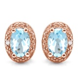 1.15 CTW SKY BLUE TOPAZ 10K SOLID RED GOLD EARRING WITH 0.01 CTW DIAMOND ACCENTS