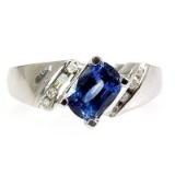 Genuine Blue Sapphire 1.68 ctw Diamond Ring 14k