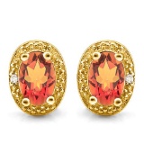 1.07 CTW AZOTIC TOPAZ 10K SOLID YELLOW GOLD EARRING WITH 0.01 CTW DIAMOND ACCENTS