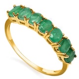 1.1 CTW GENUINE EMERALD 10KT SOLID YELLOW GOLD RING