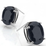 2.15 CTW BLACK SAPPHIRE 10K SOLID YELLOW GOLD OVAL SHAPE EARRING