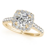 CERTIFIED 18K YELLOW GOLD 1.17 CT G-H/VS-SI1 DIAMOND HALO ENGAGEMENT RING