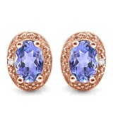 0.79 CTW TANZANITE 10K SOLID RED GOLD EARRING WITH 0.01 CTW DIAMOND ACCENTS