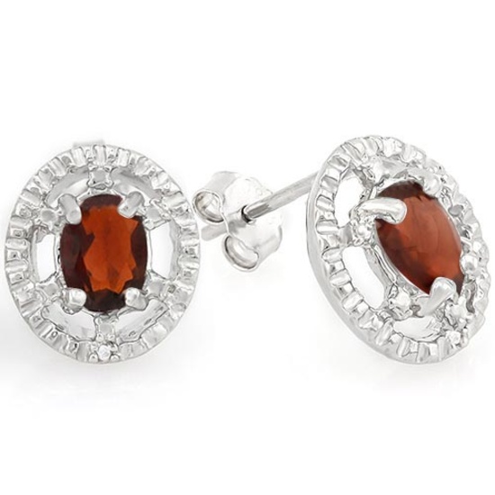 1 2/5 CTW GARNET 925 STERLING SILVER EARRINGS