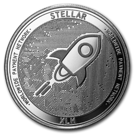 1 oz Silver Bullion Cryptocurrency Stellar Round .999 fine