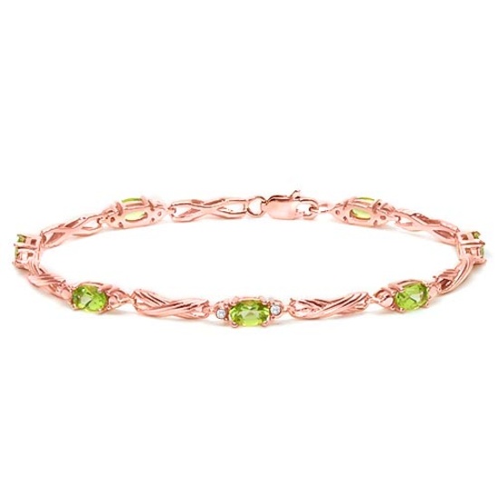 3.49 CTW PERIDOT 925 STERLING SILVER RED GOLD PLATED BRACELETT