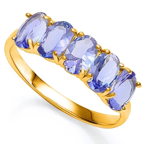 1.8 CT GENUINE TANZANITE 10KT SOLID YELLOW GOLD RING