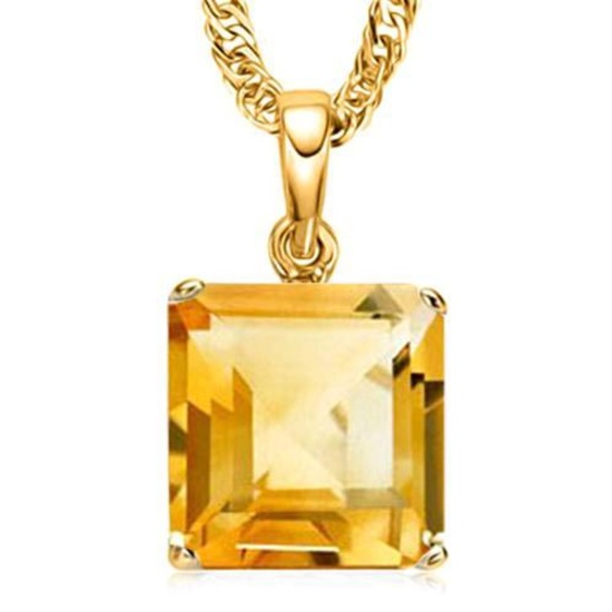 0.9 CTW CITRINE 10K SOLID YELLOW GOLD SQUARE SHAPE PENDANT