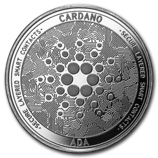 1 oz Silver Bullion Cryptocurrency Cardano Round .999 fine