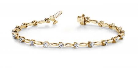 14K YELLOW GOLD 1 CTW G-H SI2/SI3 ALTERNATING DIAMOND DROP BRACELET