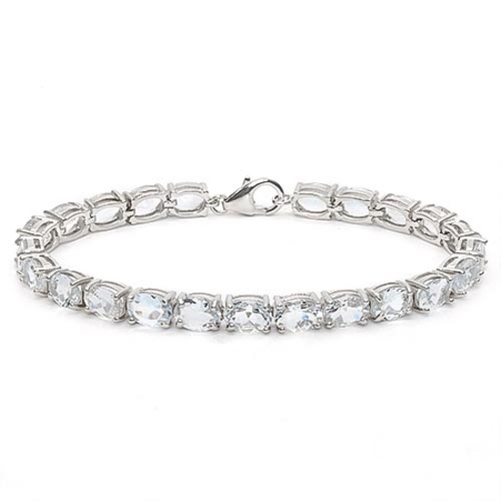 15.25 CTW AQUAMARINE 14K GOLD TENNIS BRACELET