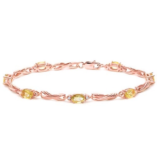 2.67 CTW CITRINE 925 STERLING SILVER RED GOLD PLATED BRACELETT