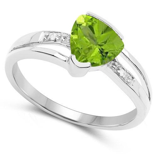 1.68 CTW Genuine Peridot And Diamond 14K w Gold Rings