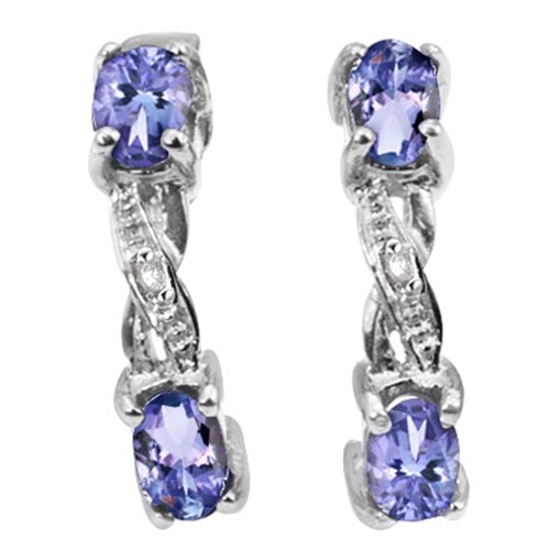 3/5 CTW TANZANITE & DIAMOND 925 STERLING SILVER EARRINGS