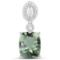 4.30 CTW Genuine Green Amethyst And Diamond 14K White Gold Pendant