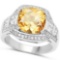 5.70 CTW Genuine Citrine And Diamond 14K W Gold Ring