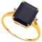 4.3 CTW GENUINE BLACK SAPPHIRE & GENUINE DIAMOND (2 PCS) 10KT SOLID YELLOW GOLD RING