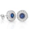 1 1/5 CTW CREATED BLUE SAPPHIRE & 1/4 CTW (28 PCS) FLAWLESS CREATED DIAMOND 925 STERLING SILVER EARR
