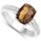 4.34 CTW Genuine Smoky And Diamond 14K W Gold Rings