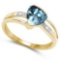1.08 CTW Genuine Aquamarine And Diamond 14K Y Gold Rings