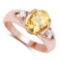 2.70 CTW Genuine Citrine And Diamond 14K yellow Gold Ring