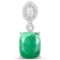 6.30 CTW Genuine Emerald And Diamond 14K White Gold Pendant