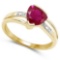 2.18 CTW Genuine Ruby And Diamond 14K YGold Rings