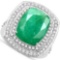 0.6 CTW Genuine Emerald And Diamond 14K W Gold Ring