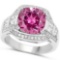 4.10 CTW Genuine Pink Troumaline And Diamond 14K W Gold Ring
