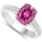 3.30 CTW Genuine Pink Troumaline And Diamond 14K W Gold Ring
