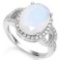 6 1/3 CTW CREATED FIRE OPAL & 3/5 CTW CREATED WHITE SAPPHIRE 925 STERLING SILVER RING
