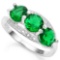 2 1/4 CTW CREATED EMERALD & GENUINE DIAMOND 925 STERLING SILVER RING