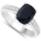 4.30 CTW Genuine Black Sapphire And Diamond 14K w Gold Rings
