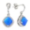 1.00 CTW CREATED BLUE MAGIC OPAL & DIAMOND 925 STERLING SILVER EARRINGS