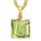 1.15 CTW PERIDOT 10K SOLID YELLOW GOLD SQUARE SHAPE PENDANT