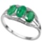 1.81 CTW GENUINE EMERALD & GENUINE DIAMOND (2 PCS) 10KT SOLID WHITE GOLD RING 2.02 1.81