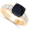 1.58 CTW Genuine Black Sapphire And Diamond 14K Y Gold Rings