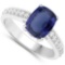 4.30 CTW Genuine Blue Sapphire And Diamond 14K W Gold Ring