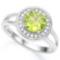 2 1/5 CTW PERIDOT & CREATED WHITE SAPPHIRE 925 STERLING SILVER RING