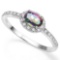 0.4 CTW MYSTIC GEMSTONE & GENUINE DIAMOND (24 PCS) 10KT SOLID WHITE GOLD RING